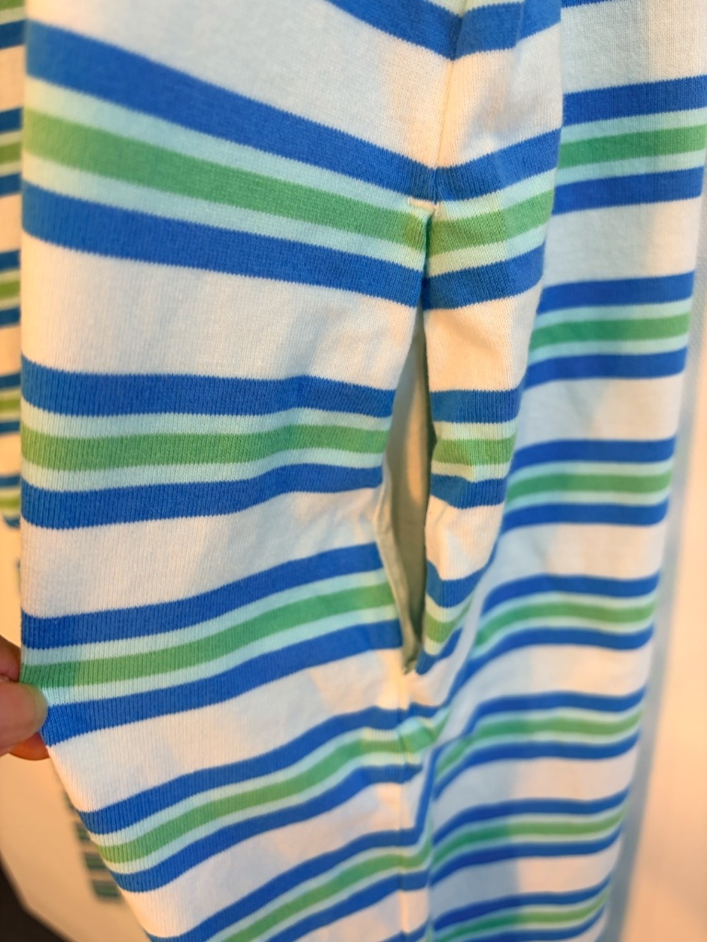 Lacoste Striped Tank Dress White Blue Green Cotton Size 32 XS, w Pockets - Picture 7 of 8